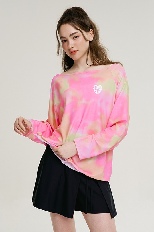 [SET] 코튼캔디 스트링 여성 롱 슬리브 + 랩스커트 핑크레이지비 래쉬가드