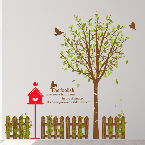 그래픽스티커(gm-pj017)-행복을 전하는 우체통과 자작나무