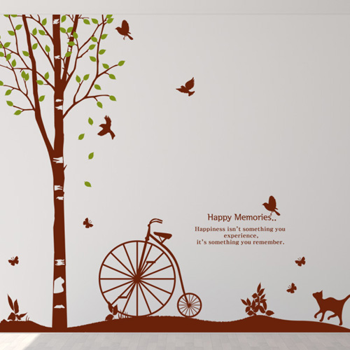 그래픽스티커(gm-pj019)-로맨틱 클래식 자전거와 고양이