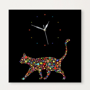 노프레임액자시계(gm-cy766)-고양이꽃패턴_노프레임벽시계