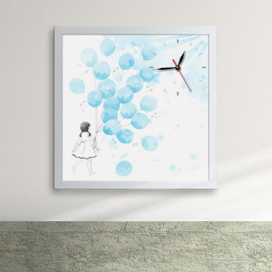 디자인액자시계(gm-cz059)-파란 풍선을 든 소녀 액자벽시계