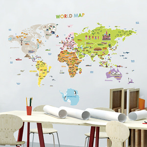 포인트 데코 스티커 세계 지도 (PS-61005) 2장1세트