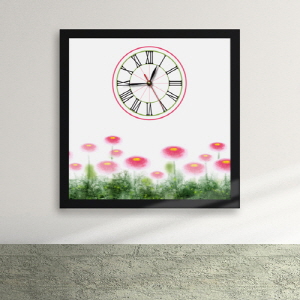 디자인액자시계(gm-ix085)-봄날의 핑크꽃밭