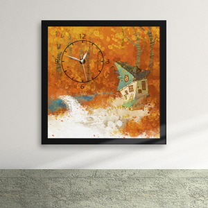 디자인액자시계(gm-iz200)-가을숲속집액자벽시계