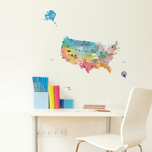 포인트 데코 스티커 미국 지도 (PS-61006)