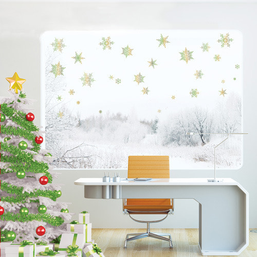 크리스마스 스티커(PSC-60031) 눈꽃 금박홀로그램