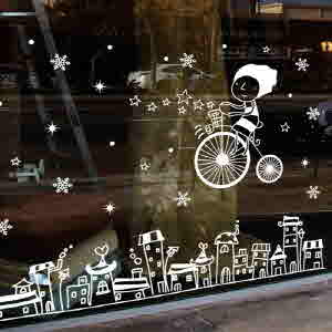 그래픽스티커(gm-ij168)-크리스마스날 마법의 자전거를 타고