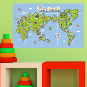 그래픽스티커(gm-ip265)-어린이세계지도(소형)