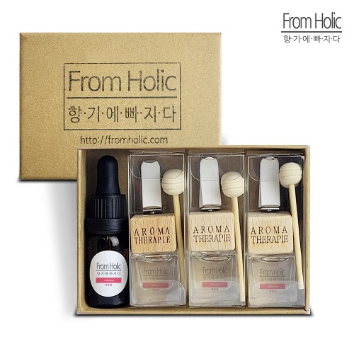 프럼홀릭 미모사 큐브클립 5ml 3개+리필오일10ml 1개 선물세트 차량용방향제 자동차디퓨저 디퓨져