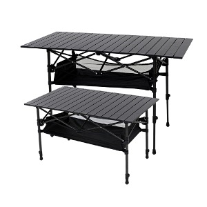 카르닉 접이식 캠핑 테이블 2단 높이조절 롤 알루미늄 경량 사각 그물망 중형