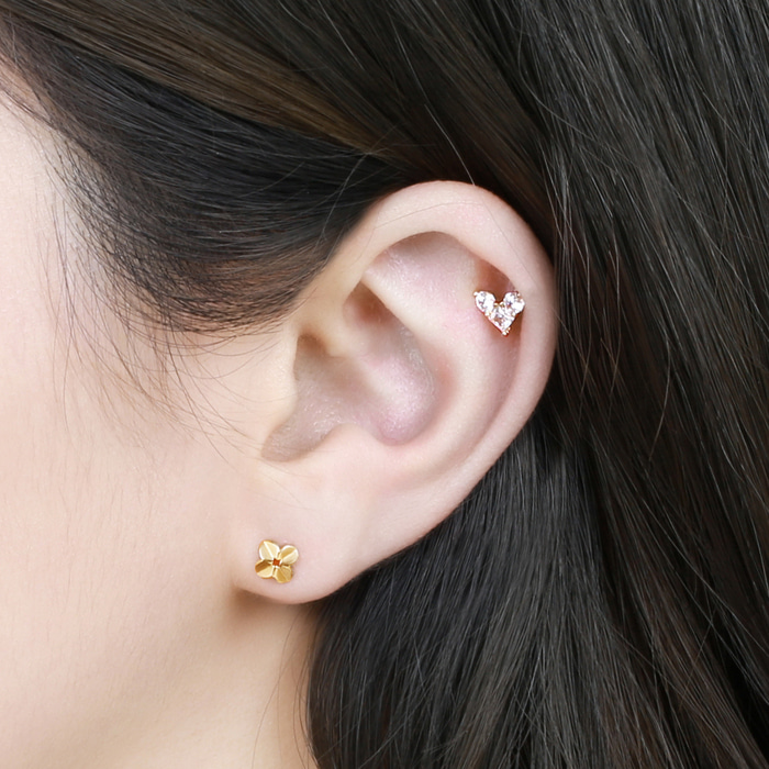 14K 18K 비쥬팝 큐빅 하트 피어싱 50122,14K,18K,jewelry