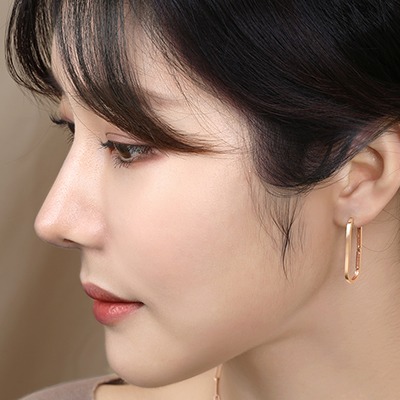 14K 18K 비쥬팝 미니멀 엘립스 원터치 귀걸이 15761,14K,18K,jewelry