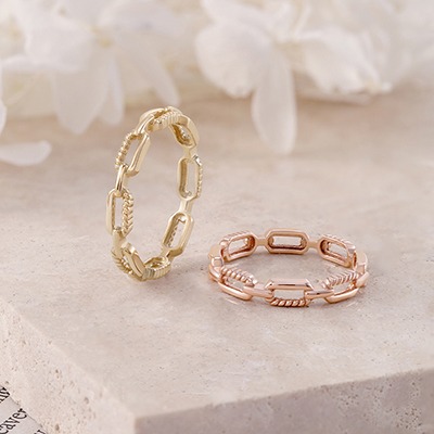 14K 18K 비쥬팝 크람므 체인 반지 45743,14K,18K,jewelry