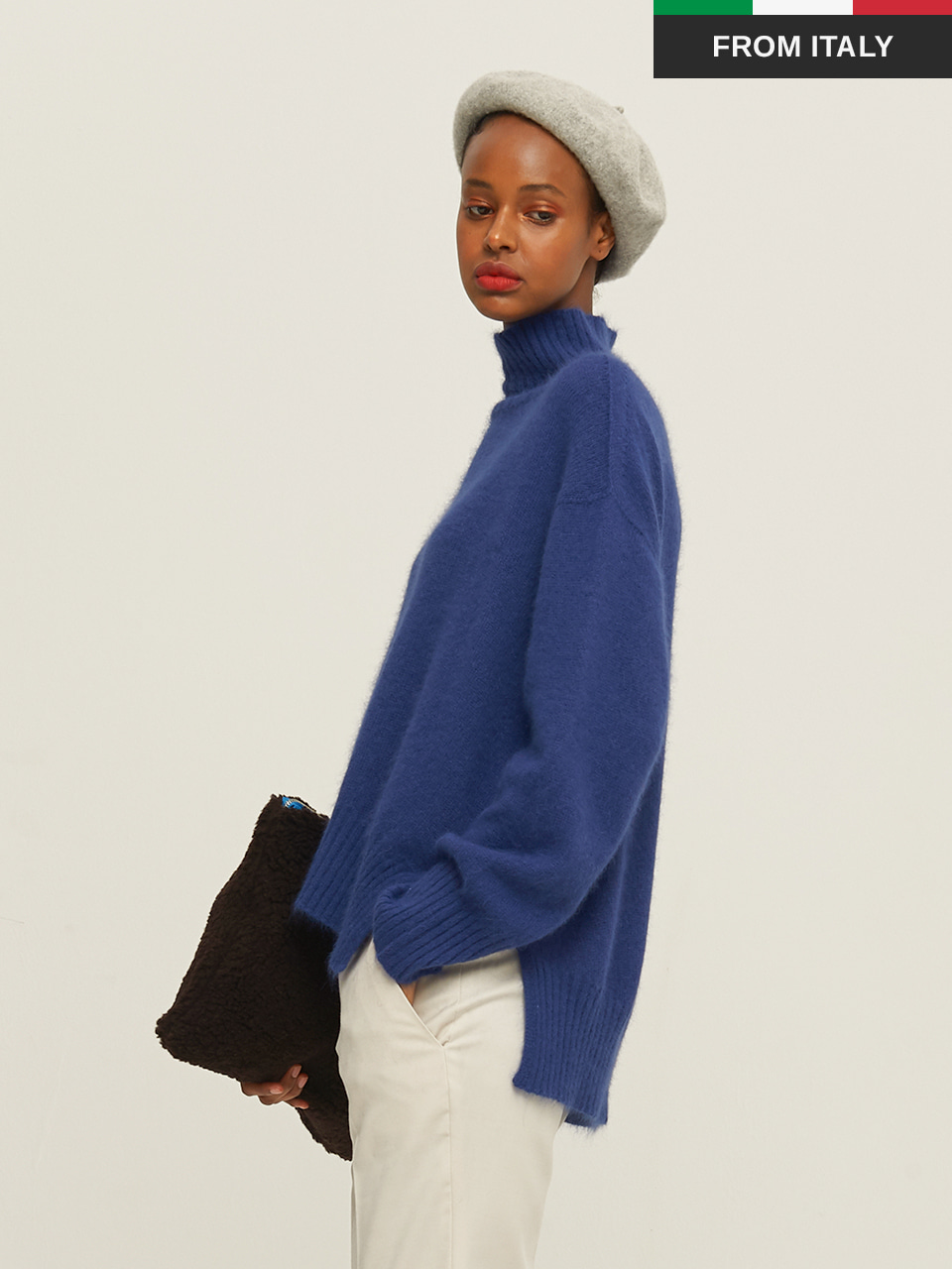 HACIE - [Premium] ANGORA WHOLE GARMENT PULLOVER_COBALT BLUE