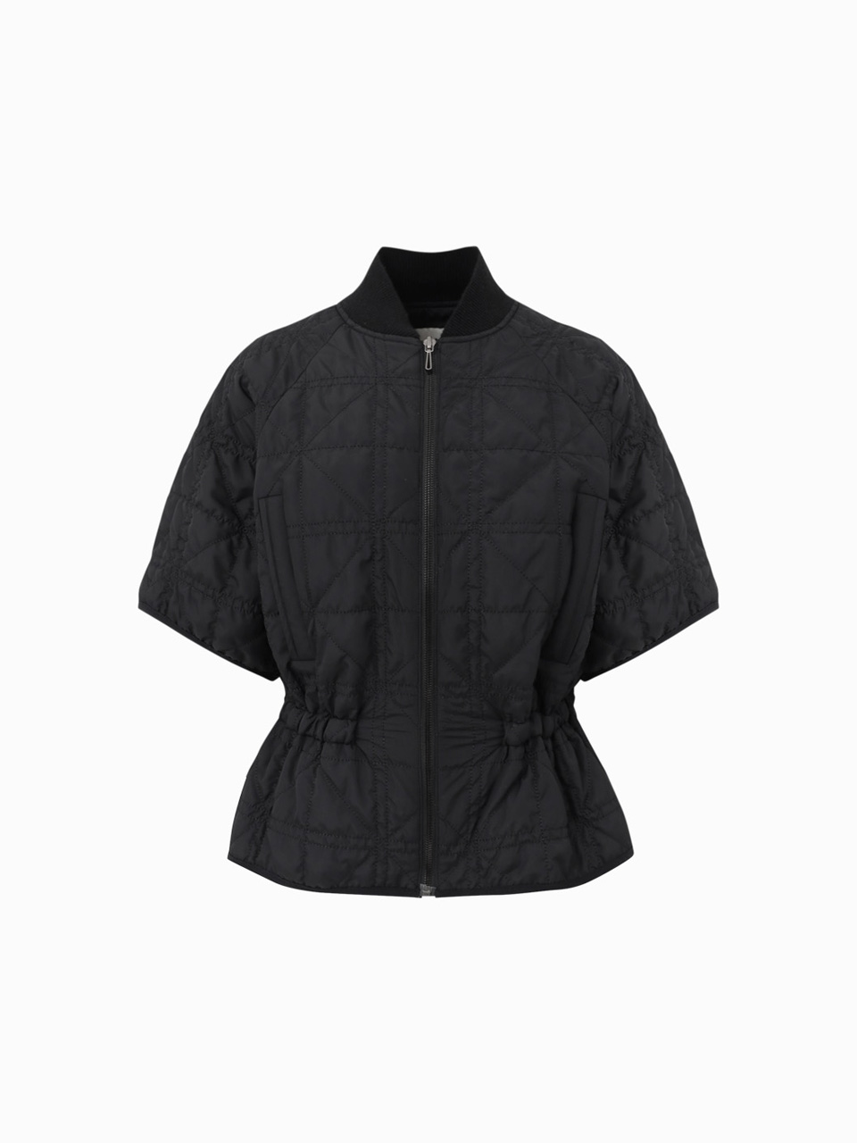 HACIE - EMBROIDERY QUILTED SHORT SLEEVE JACKET [IVORY][BLACK]