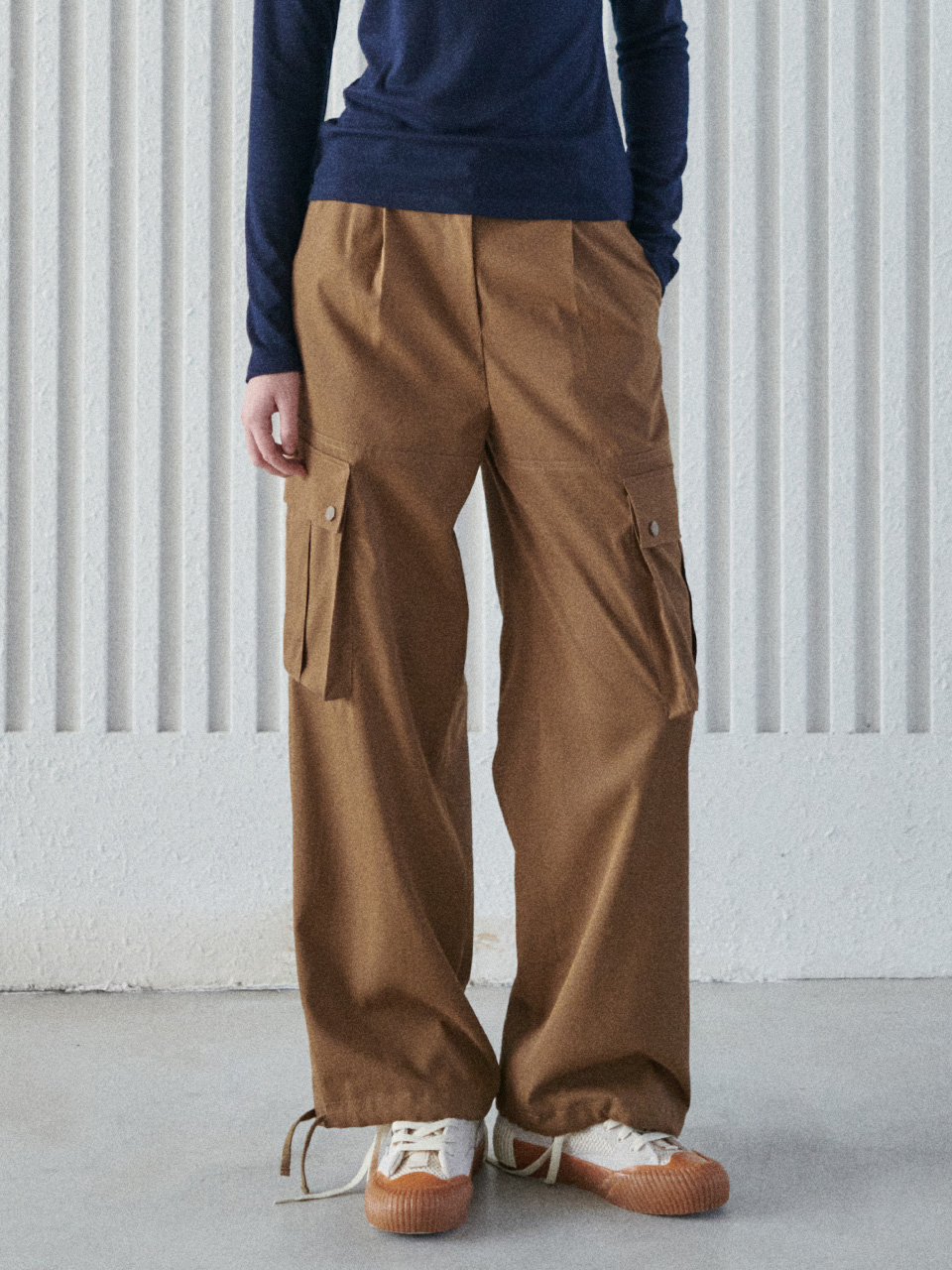 HACIE - CARGO PANTS WITH BINDING DETAIL [3COLORS]
