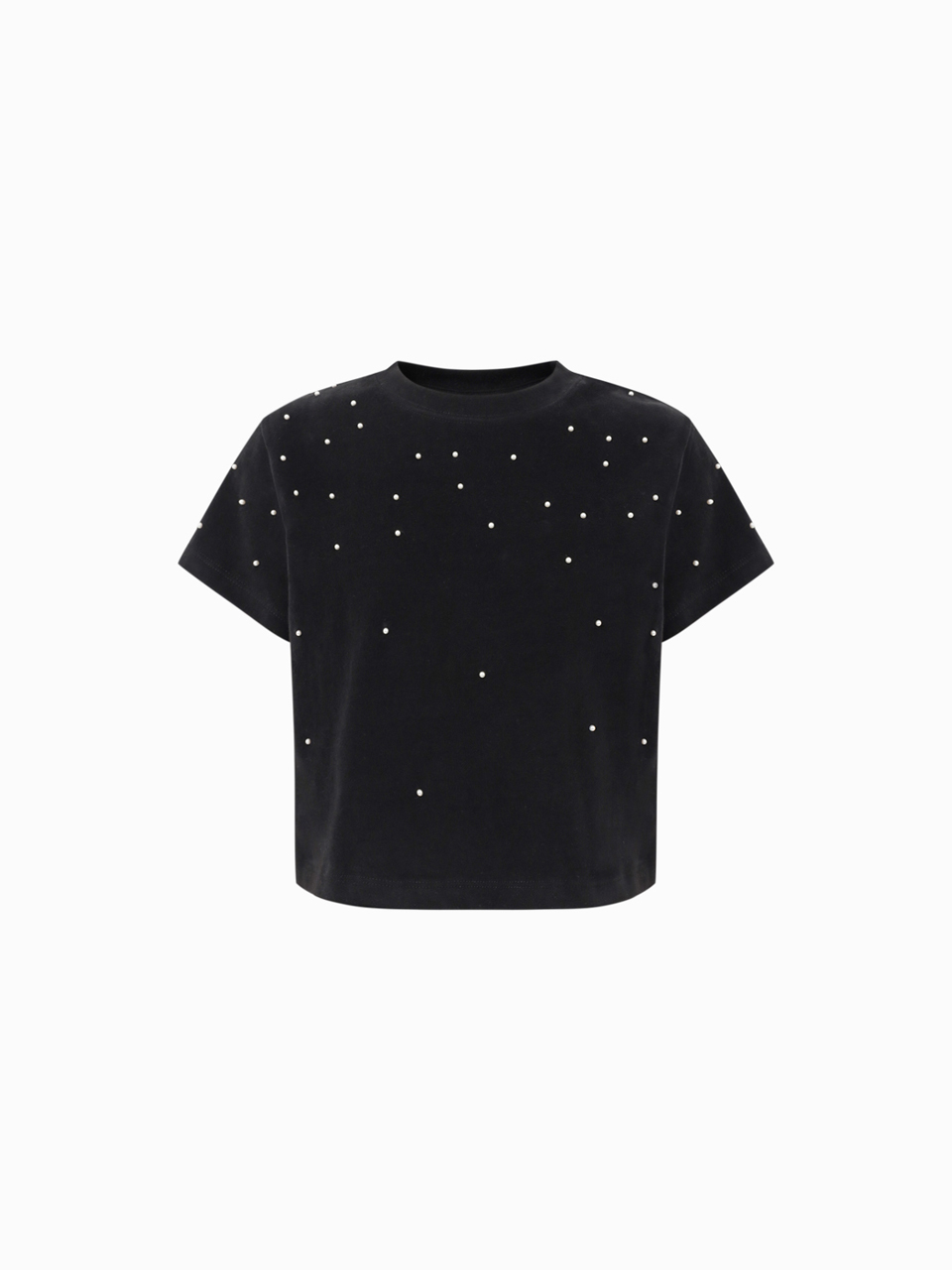 HACIE - PEARL BEADS CROPPED T-SHIRT [3COLORS]