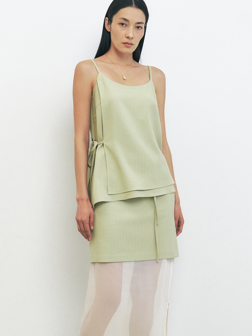 HACIE - LINEN BLENDED LAYERED SLEEVELESS TOP [3COLORS]