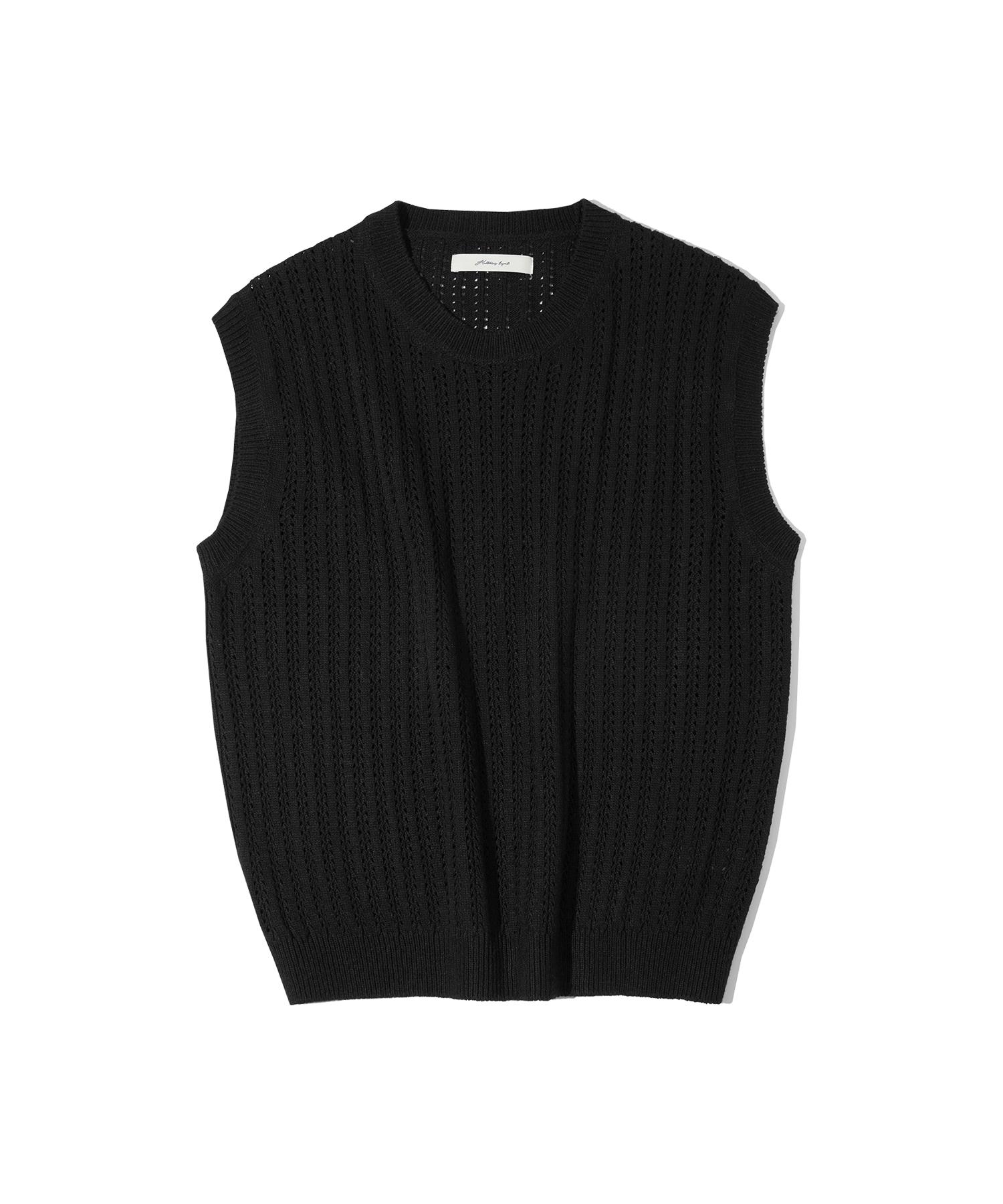 T20011 Hole round knit vest_Black