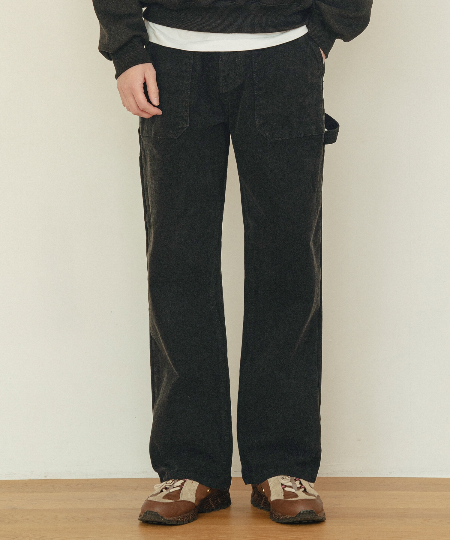 P1017 Carpenter wide pants_Black