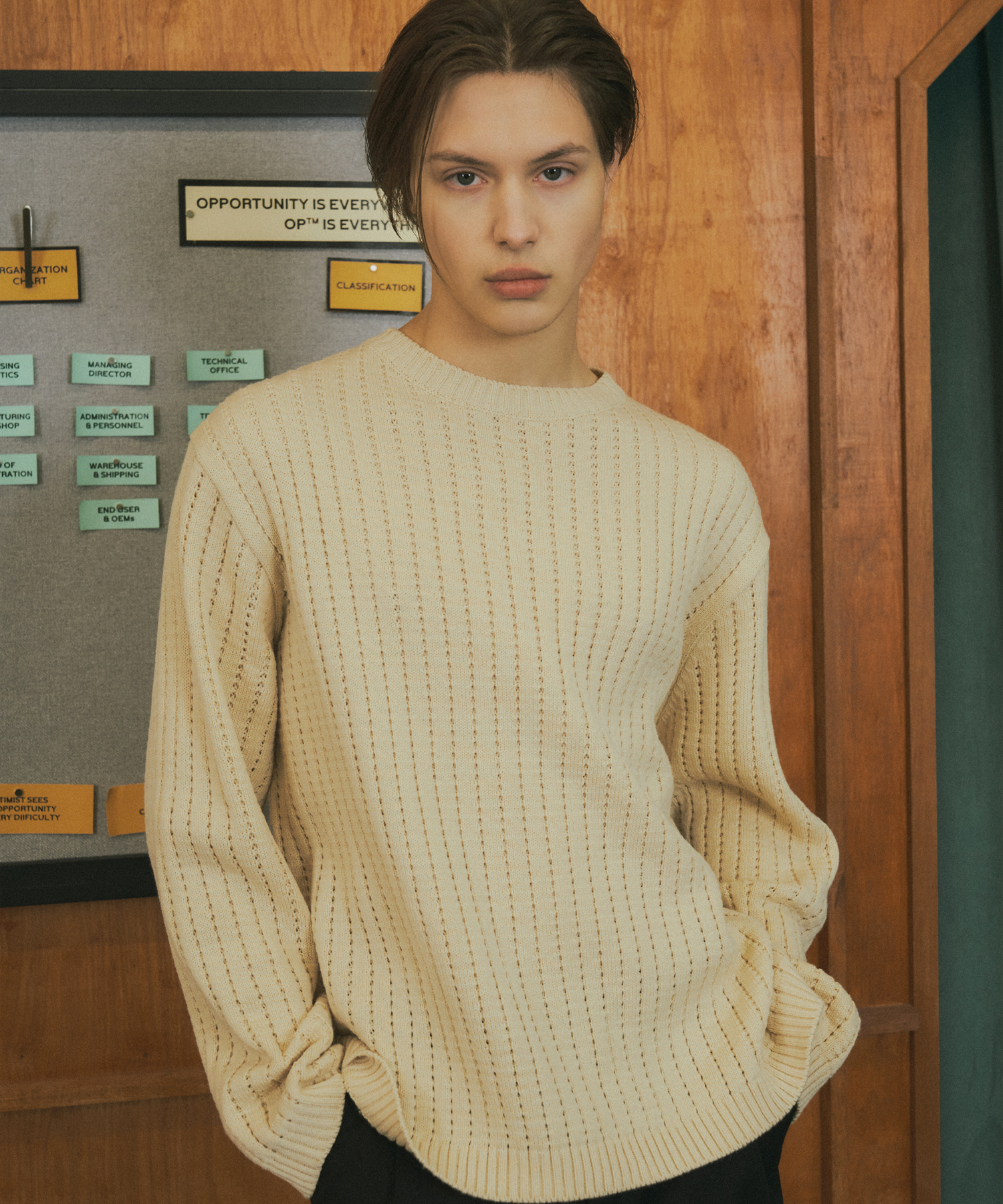 T20010 Hole round knit_Cream