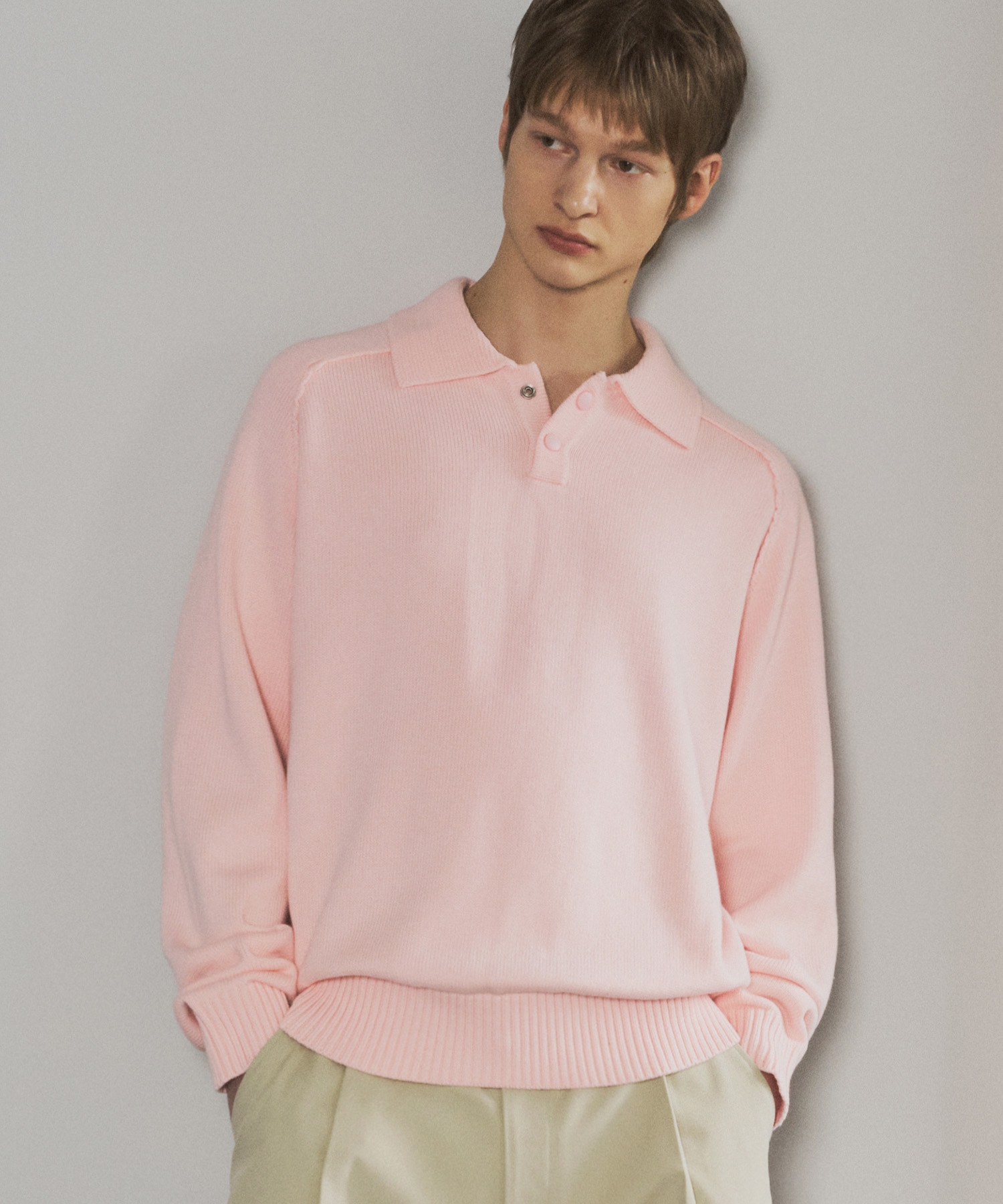 T20038 칼라 래글런 니트_Light pink