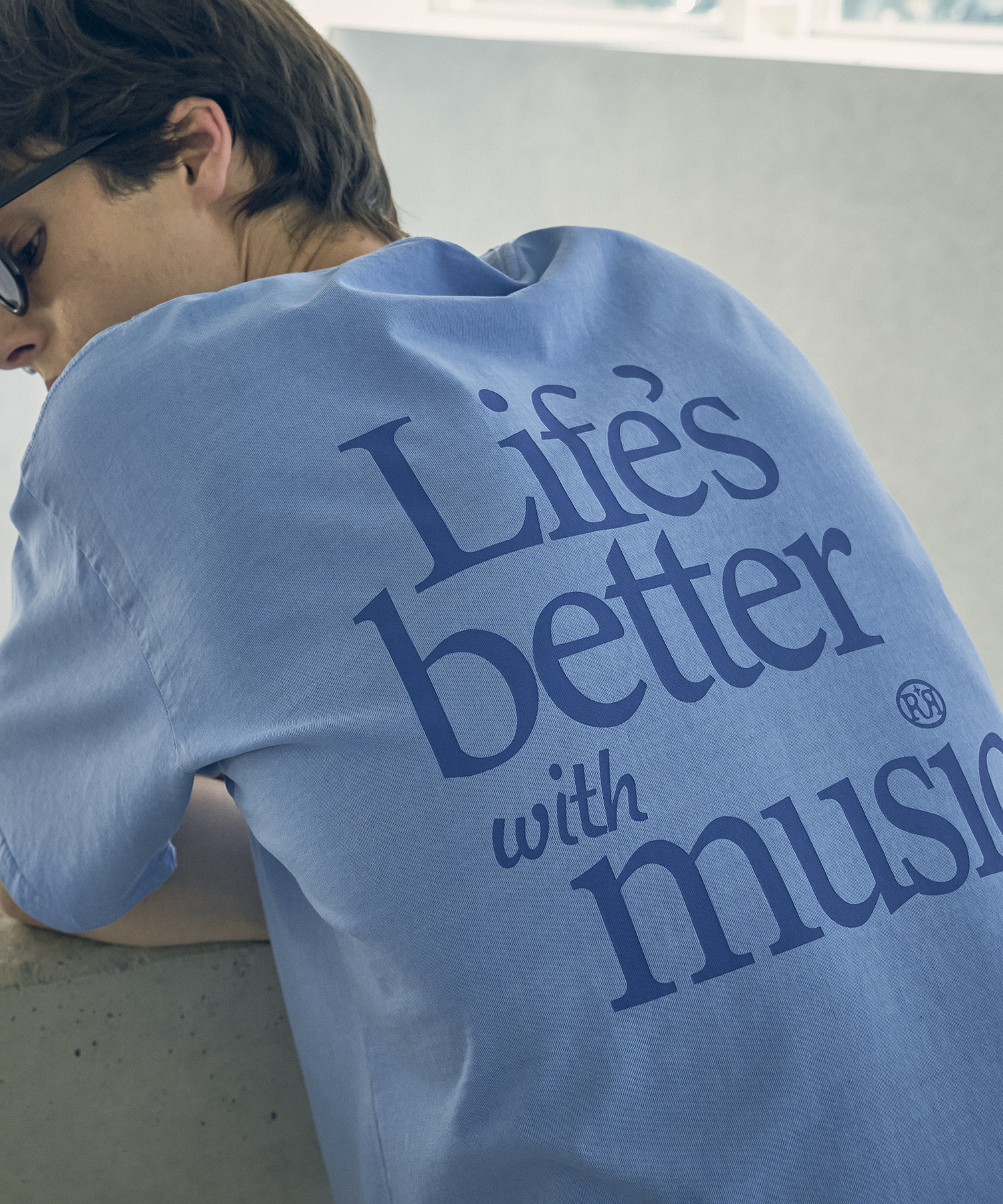 [5/22 예약발송]T20046 Music printing T-shirt_Sky blue