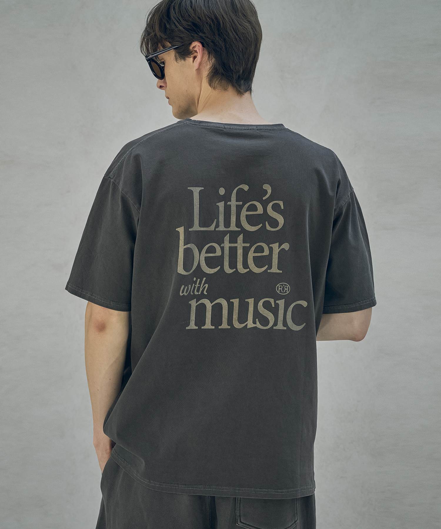 [5/22 예약발송]T20046 Music printing T-shirt_Charcoal