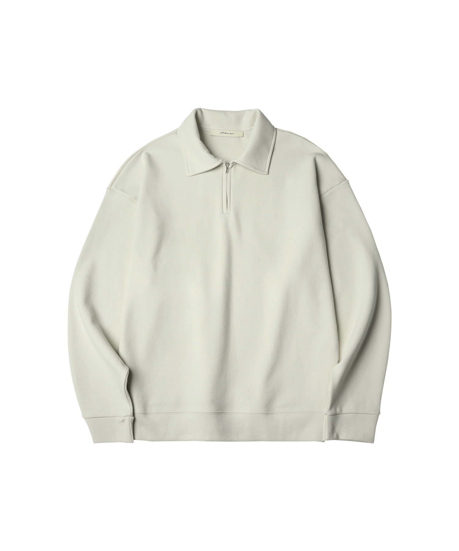 T20024 Collar zip-up sweatshirt_Light beige