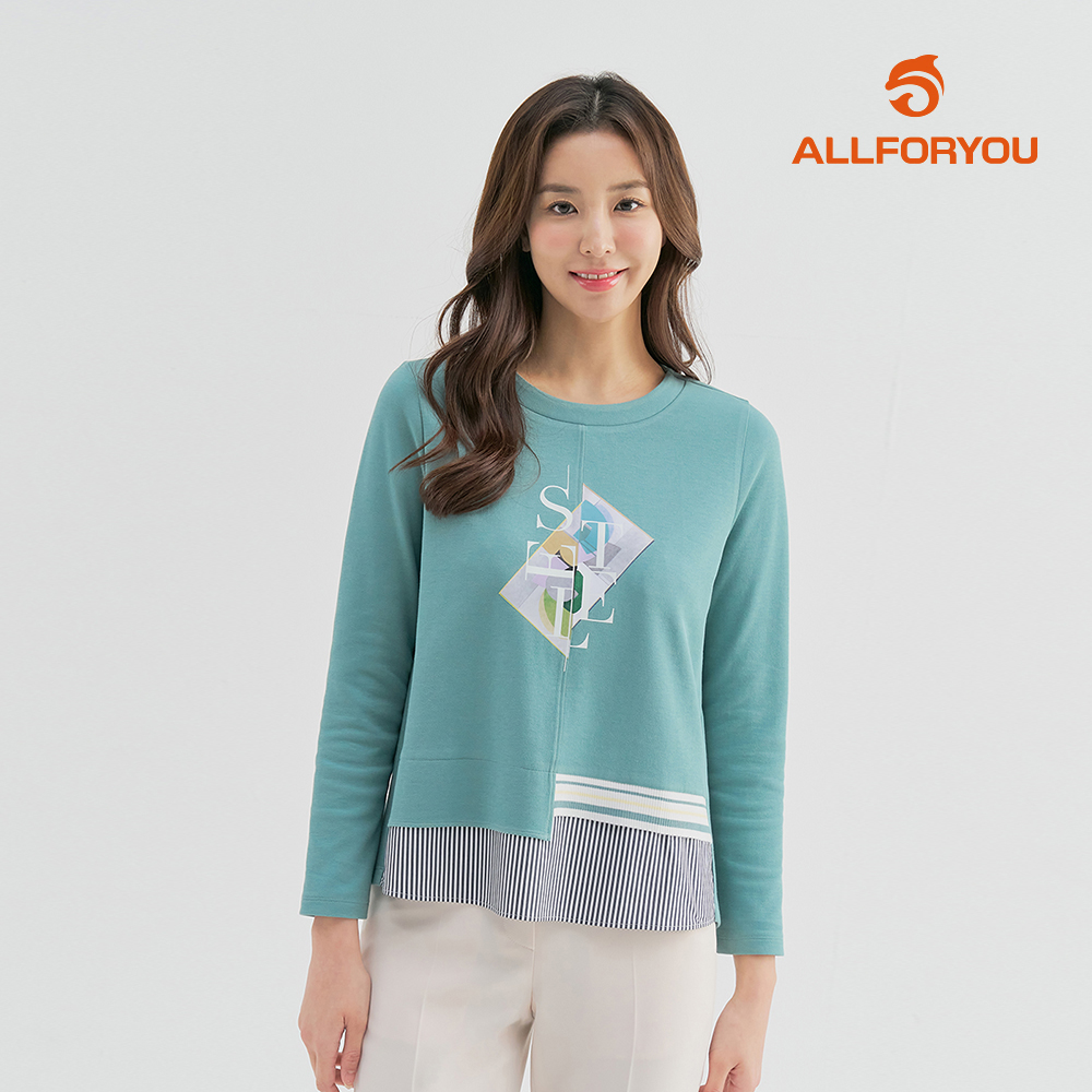 [올포유] [모델착장] 23SS 여성 프린트 밑단 포인트 티셔츠 ALTRM1311-804_G