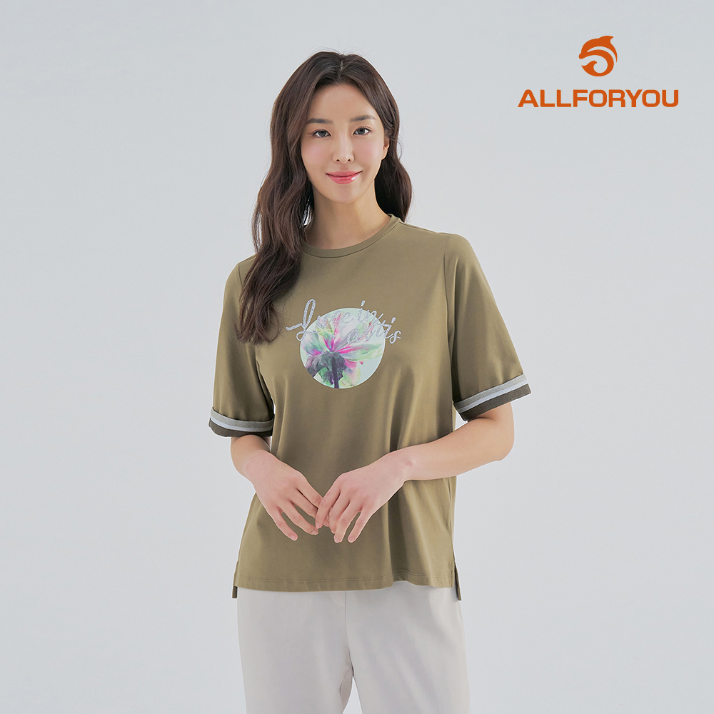 [올포유] [모델착장] 23SS 여성 프린팅 소매 포인트 반팔 티셔츠 ALTRM3231-816_G