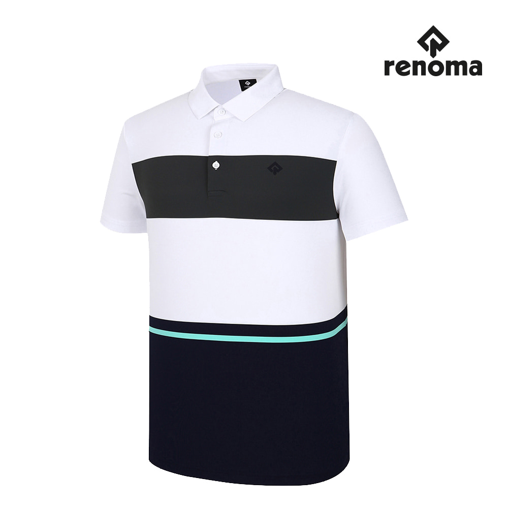 [레노마골프] 남성 컬러 블록 카라 반팔 티셔츠 RMTYJ2136-100