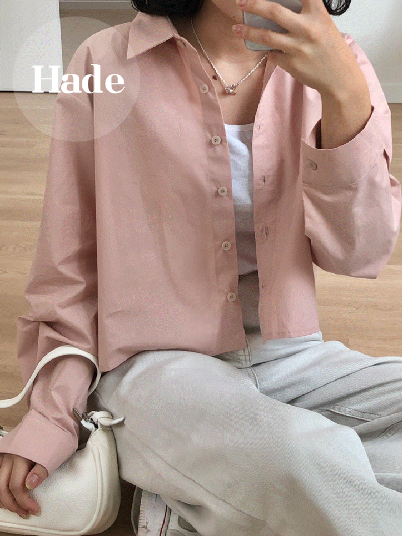#Hade, [무료배송] 플랜 크롭 고밀도 셔츠 (4 color)