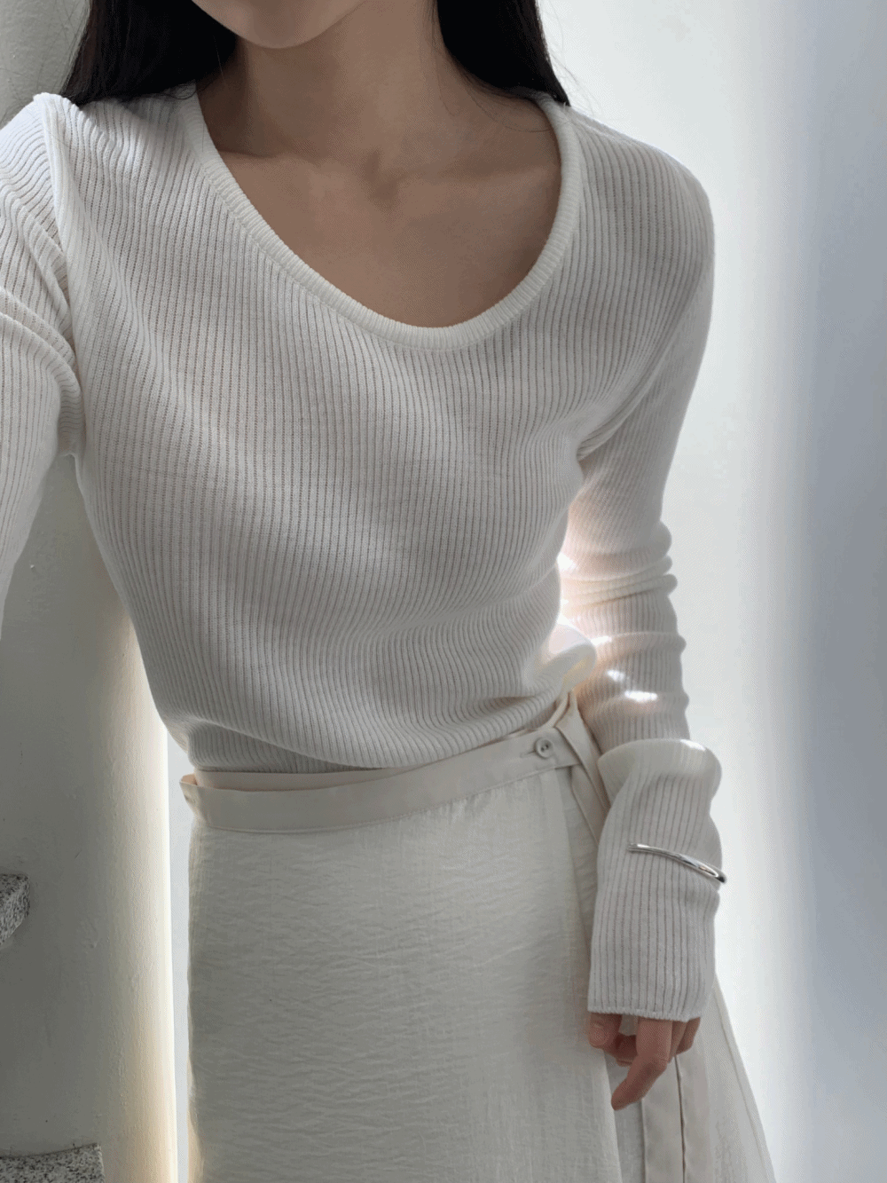 베른 웨이브 골지 니트 티셔츠_Bern knit