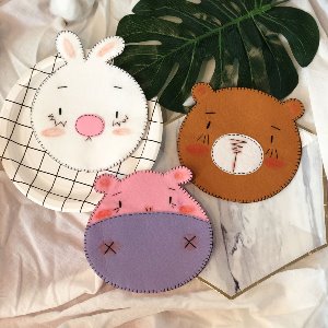 펠트컵받침 3개 만들기키트/ 펠트 교구 바느질 만들기diy