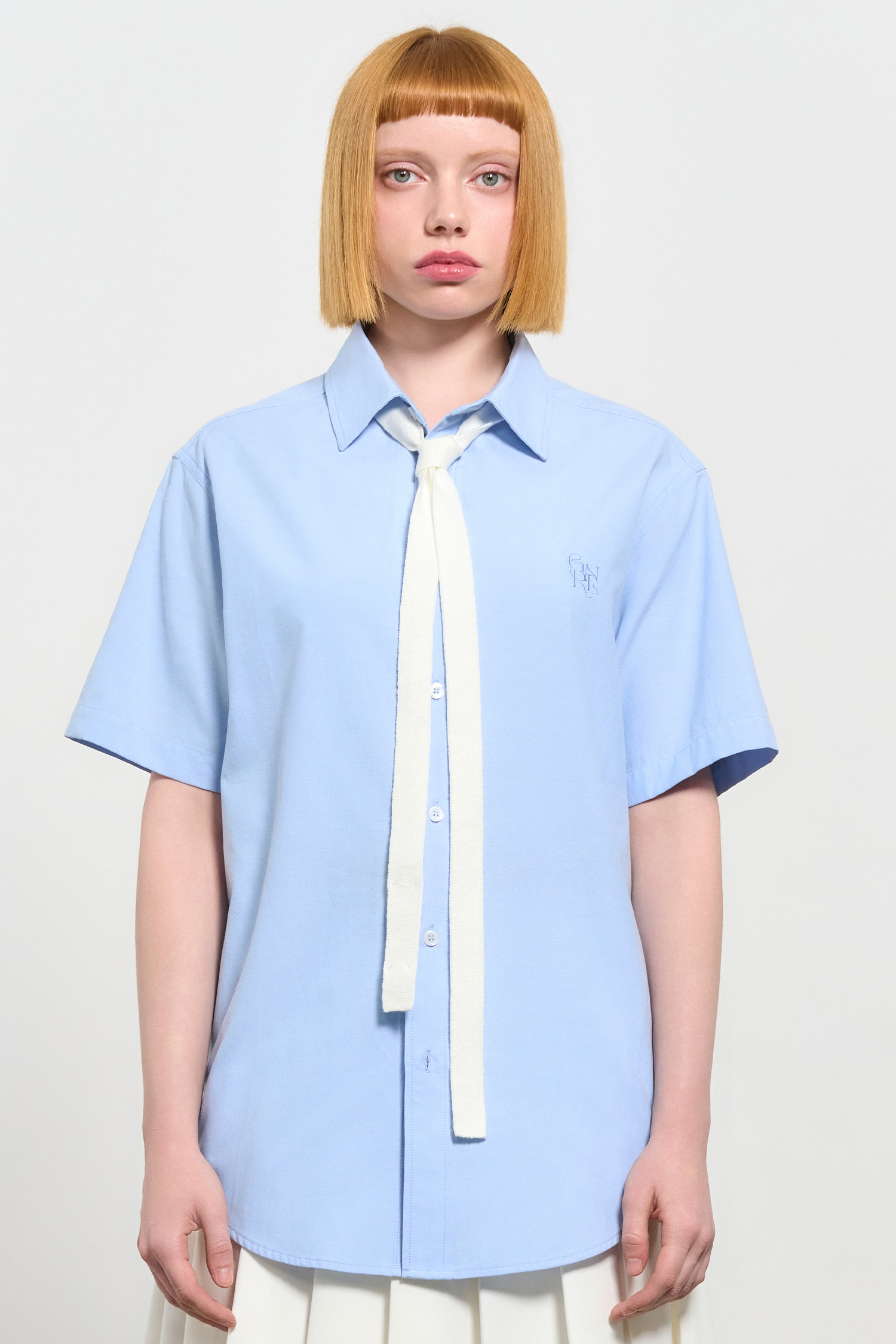 UNISEX 베이직 옥스포드 하프 셔츠 [SKY BLUE]