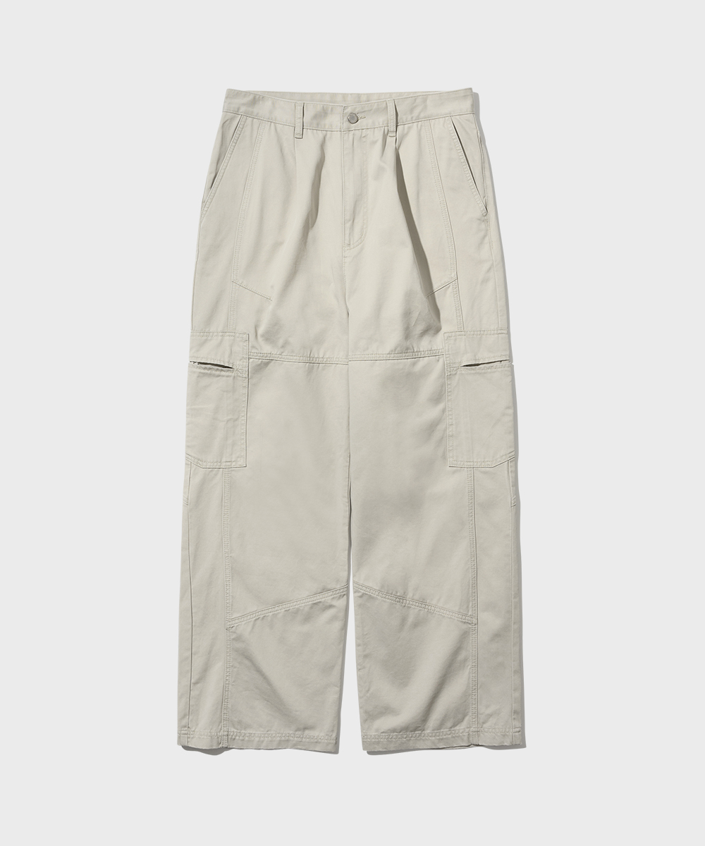 Panel Bio Washing Cargo Pants_Sand Gray