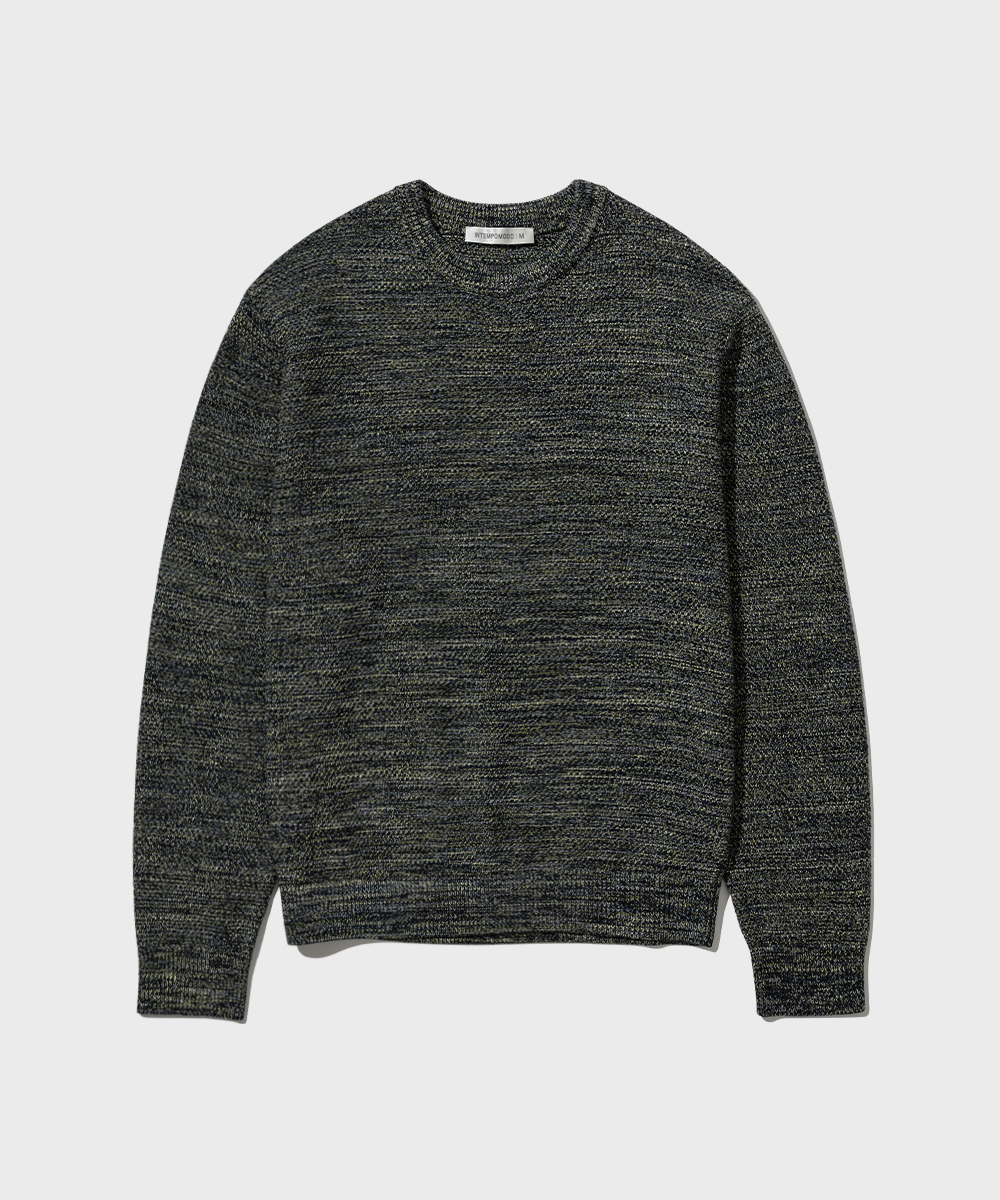 Tweed Crew Neck Knitwear_Lemon Black