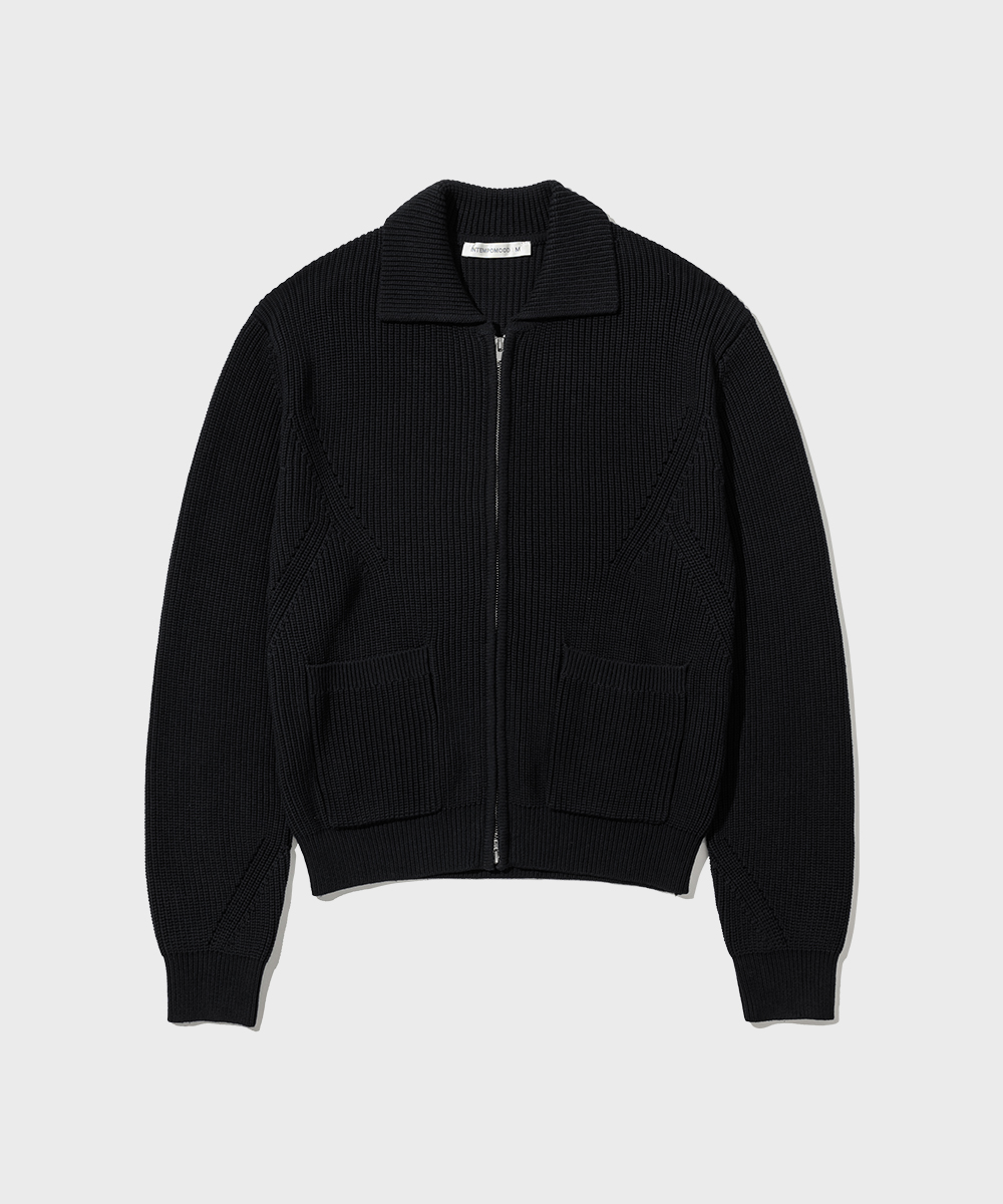 Monotone Full Zip-up Knit_Black