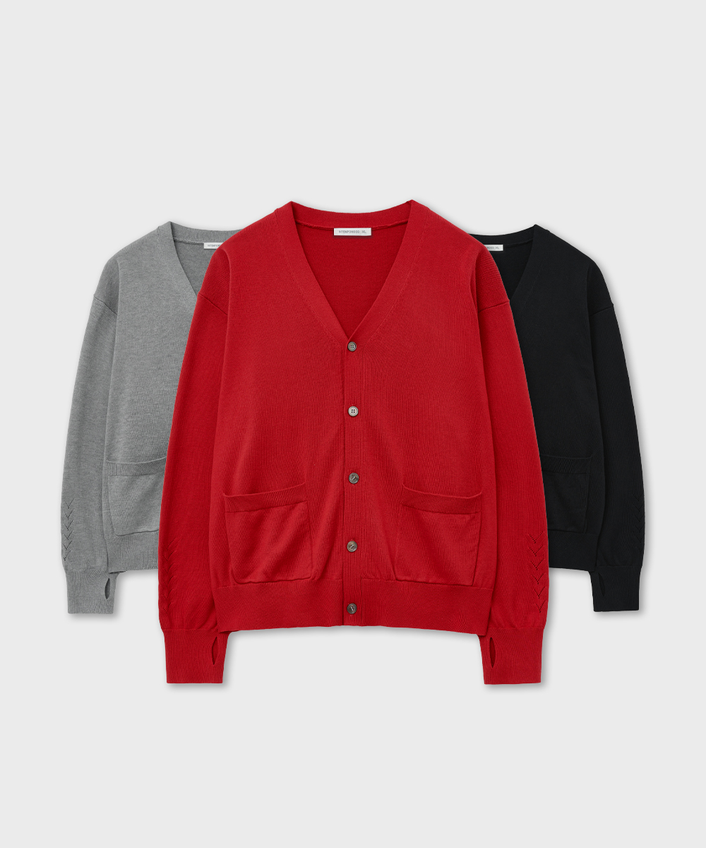 Thumbhole Y Neck Cardigan : 5color