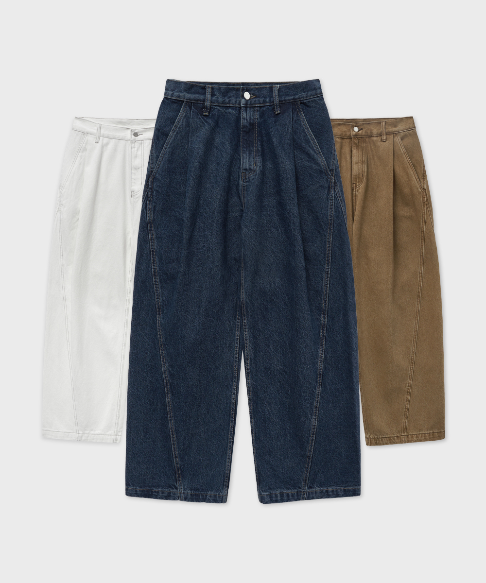 Cross Line Panel Denim Pants : 4color