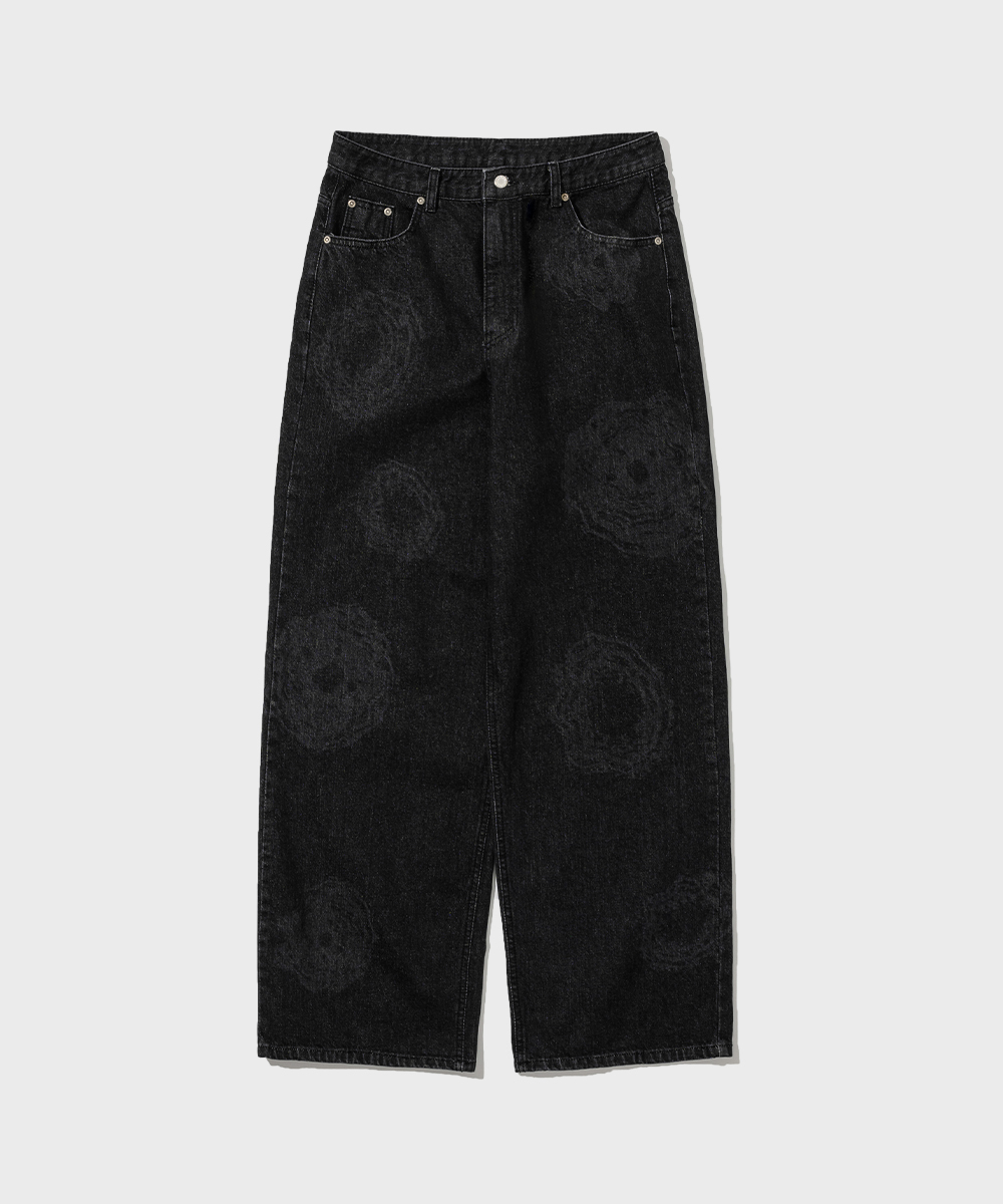 Ink Flower Spot Graphic Denim_Black