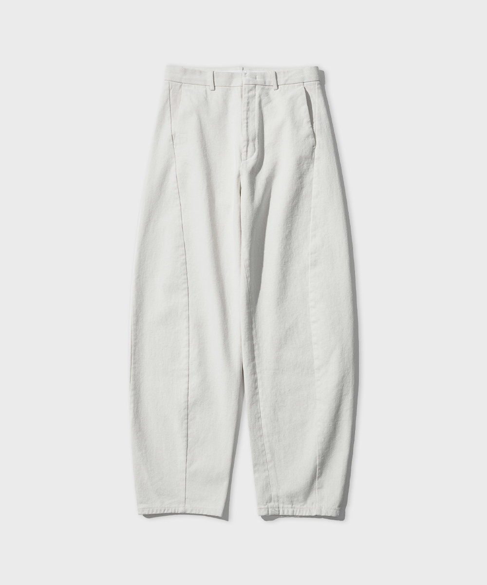 Curved Wide Denim Pants_Cream