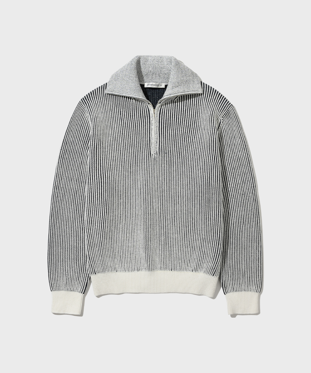 Chunky Two Tone Half Zip-up_White