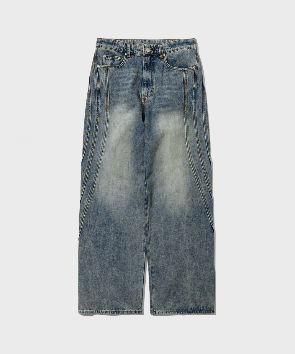 Long Triple Cut Denim Pants_Water Blue