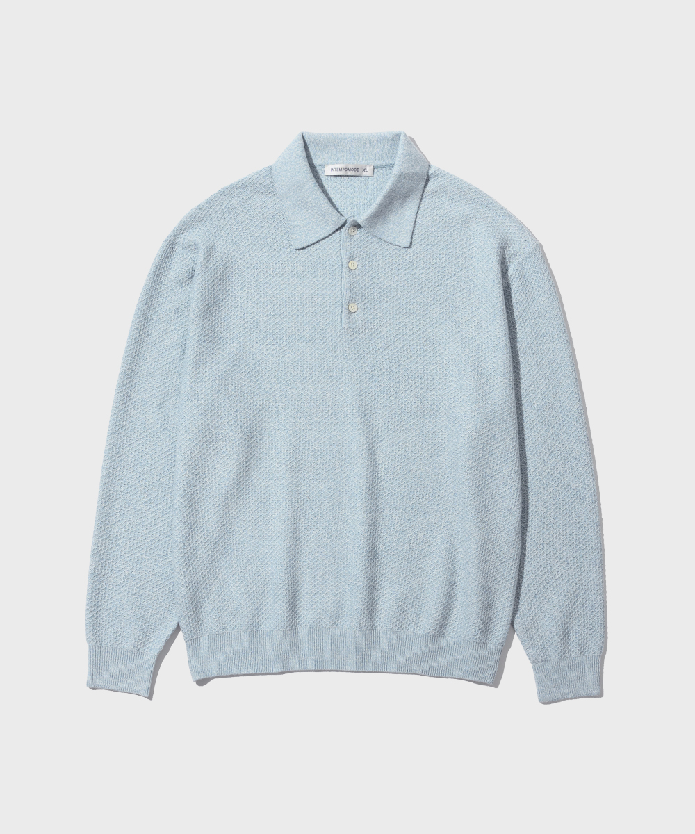 Soft Touch Waffle Collar Knit_Light Blue