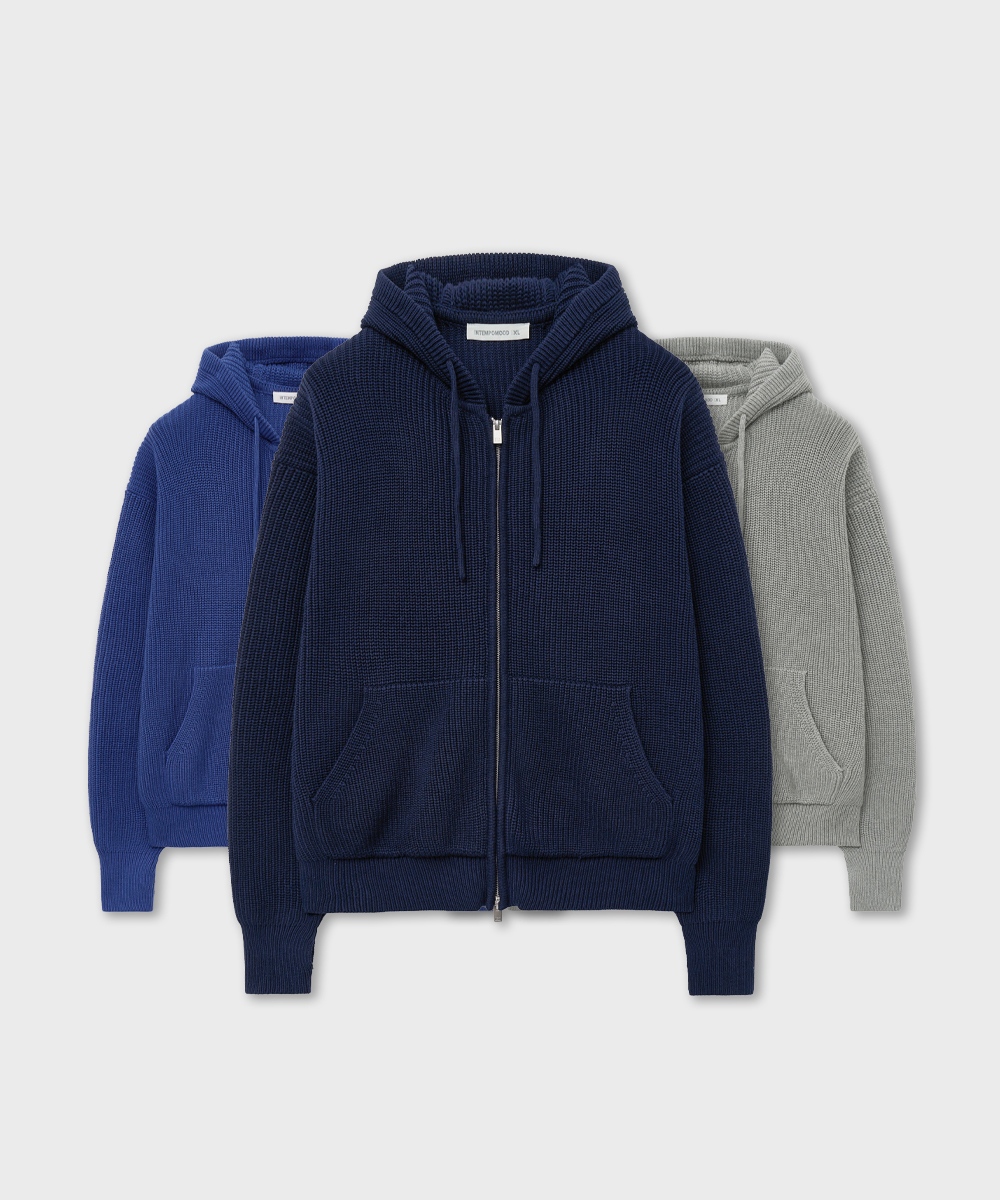 Finger Hole Zip-up Hoodie Knit : 5color