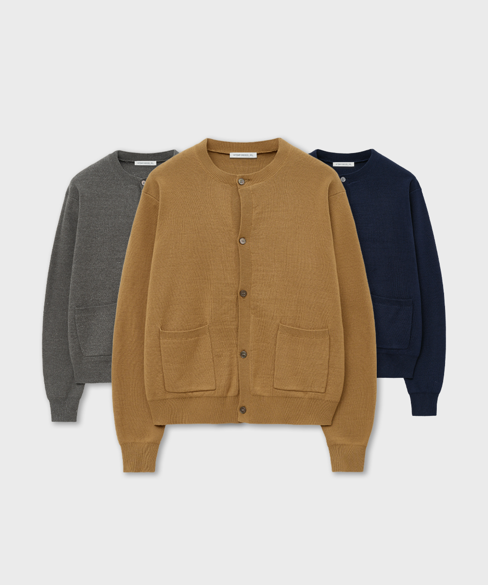 Basic Round Neck Cardigan : 4color