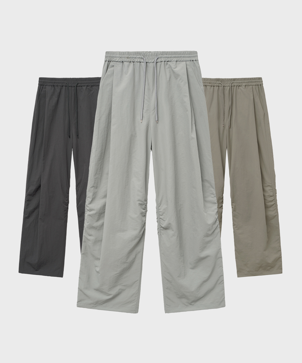 Side Shirring Nylon Pants : 4color