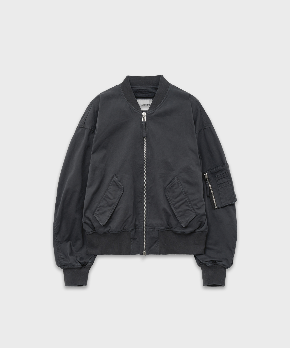 Washed Canvas Flight Jacket_Smoke Charcoal